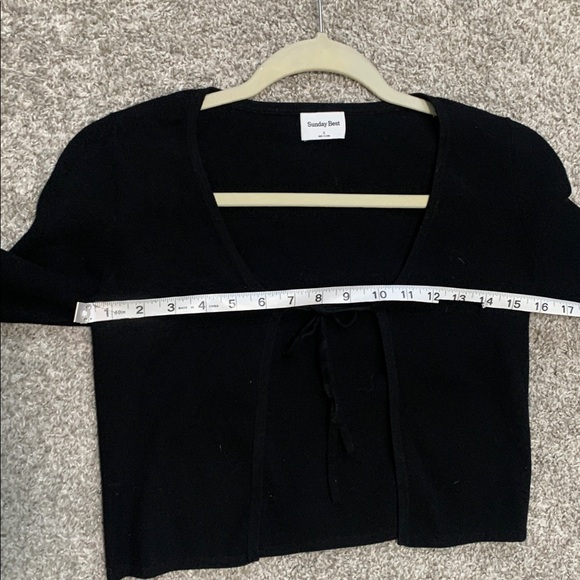 Sunday Best Aritzia Samantha Black Tie Front Cropped Cardigan Sweater Size Small - Picture 6 of 7